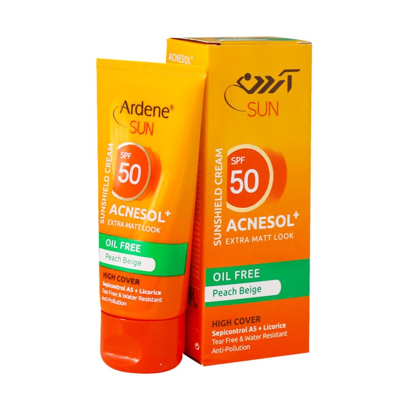 کرم ضد آفتاب آکنه سل آردن SPF50 مناسب پوست چرب ۵۰ گرم رنگ بژ هلویی