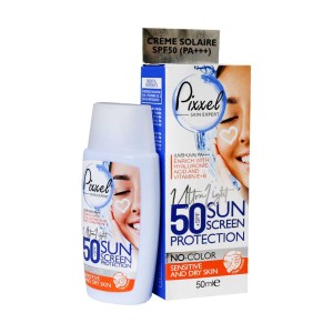 کرم ضد آفتاب SPF50 پیکسل مناسب پوست خشک و حساس 50 میلی لیتر بدون رنگ