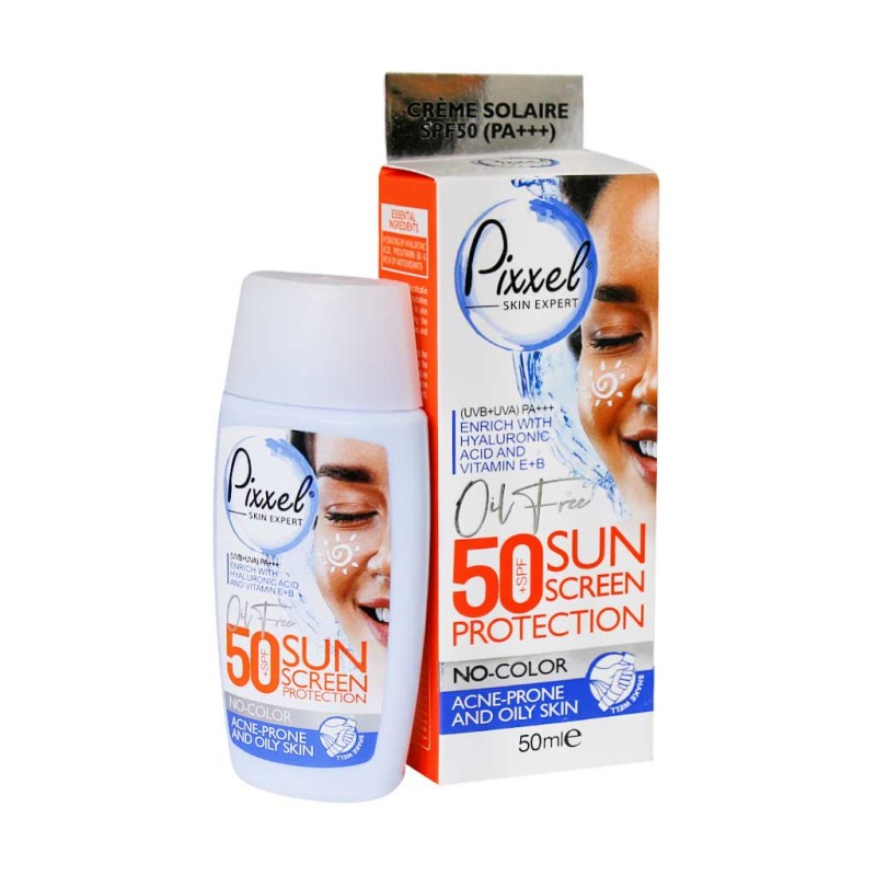 کرم ضد آفتاب SPF50 پیکسل مناسب پوست چرب و جوش دار 50 میلی لیتر بدون رنگ