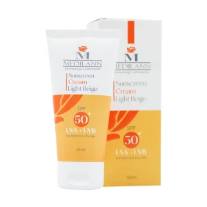 کرم ضد آفتاب رنگی SPF50 مدیلن مناسب پوست های معمولی و خشک ۵۰ میلی لیتر