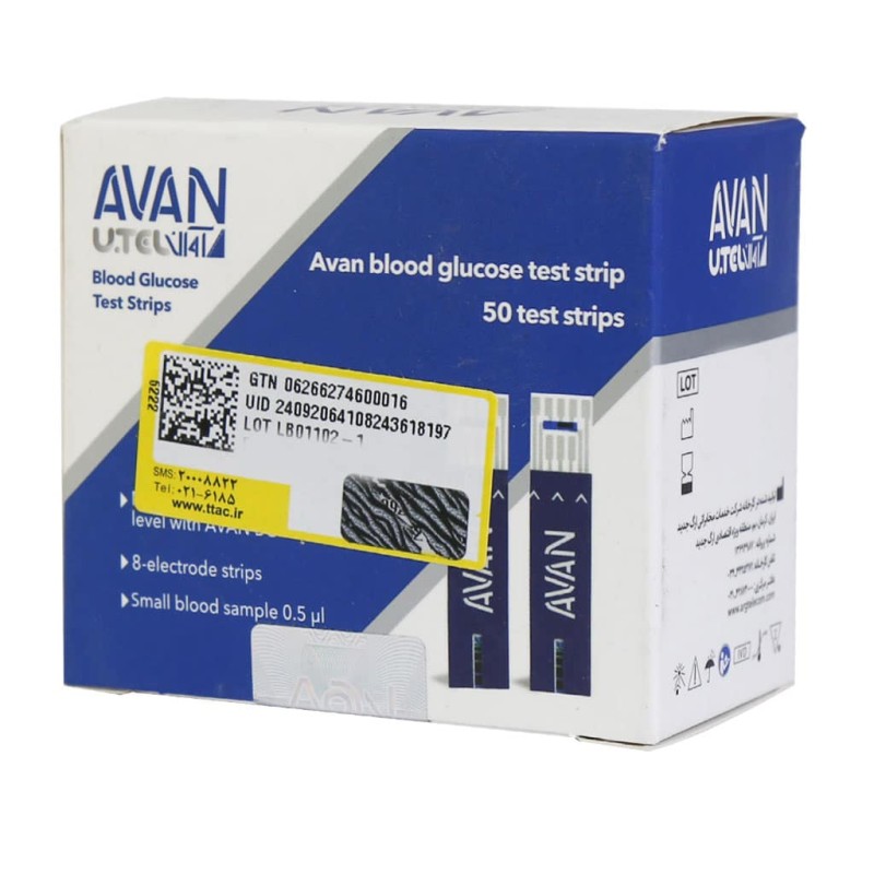نوار تست قند خون آوان مدل AGS01 بسته 50 عددی