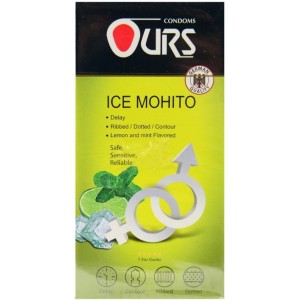 کاندوم خاردار تاخیری اورز مدل Ice Mohito بسته ۱۲ عددی با اسانس میوه