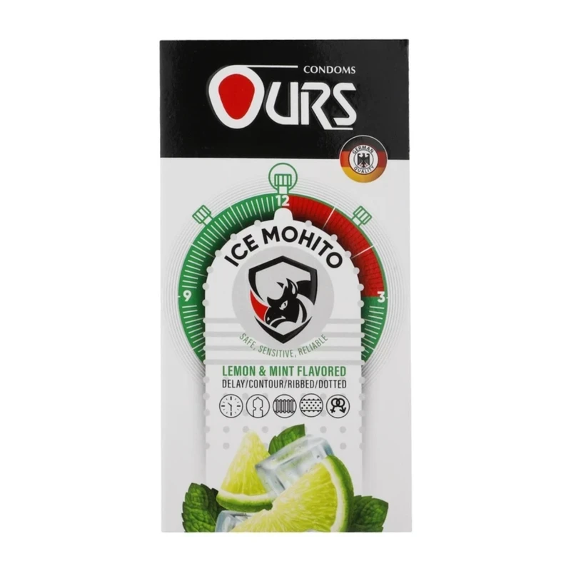 کاندوم خاردار تاخیری اورز مدل Ice Mohito بسته ۱۲ عددی با اسانس میوه